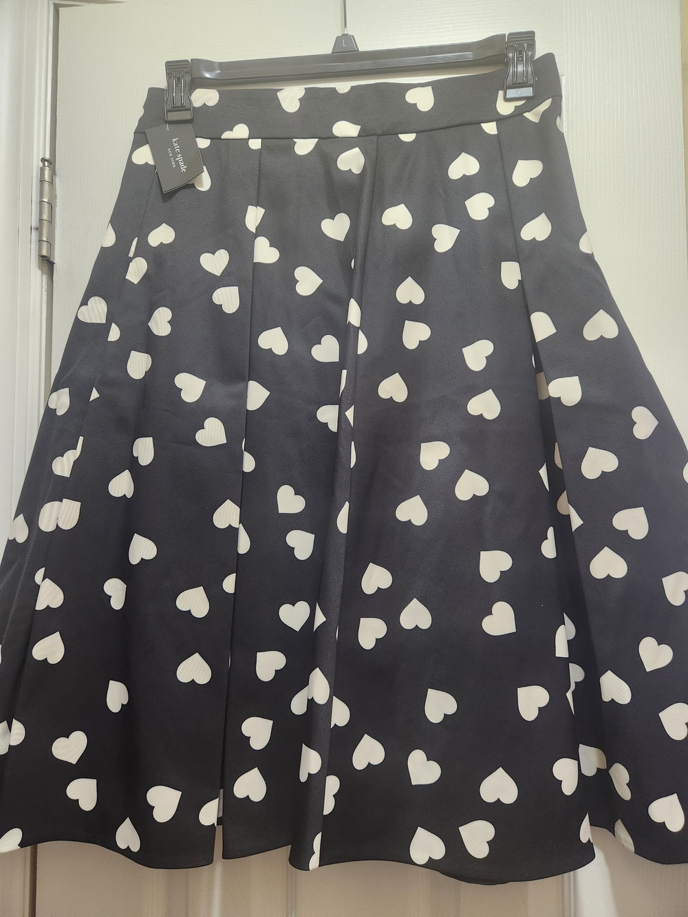 Kate Spade Black Skirt with White Heart Print